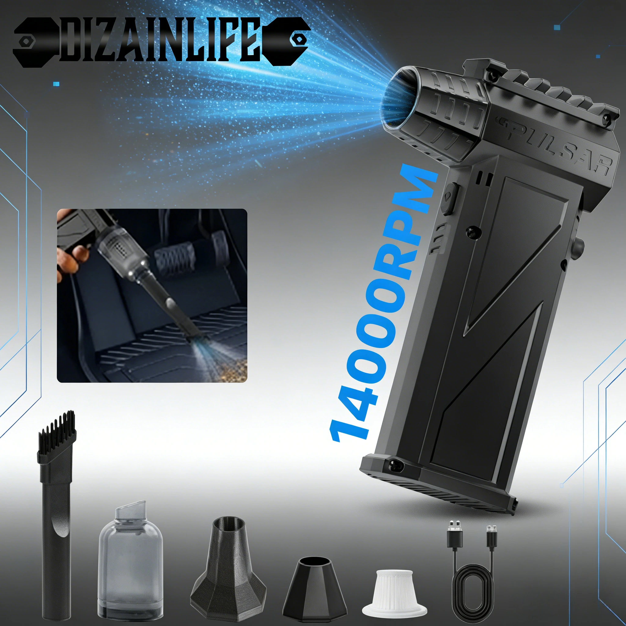 

⚡ Турбовентилятор X3Pro 140000 об/мин | Портативный воздуходув для очистки ПК от пыли, перезаряжаемый через Type-C