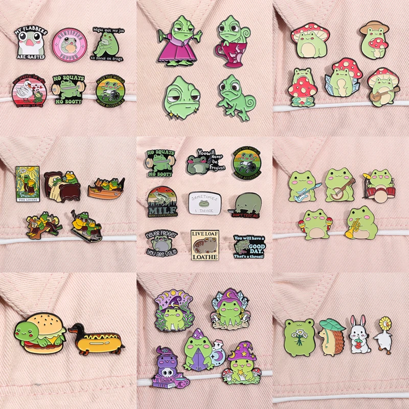 3-6 teile/satz Nette Frösche Band Emaille Pins Cartoon Magie Zauberer Frosch Chamäleon Kröte Broschen Revers Abzeichen Lustige freunde Schmuck Geschenke