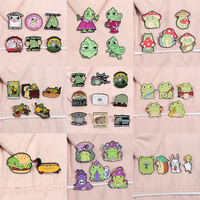3-6pcs/set Cute Frogs Band Enamel Pins Cartoon Magic Wizard Frog Chameleon Toad Brooches Lapel Badge Funny Friends Jewelry Gifts