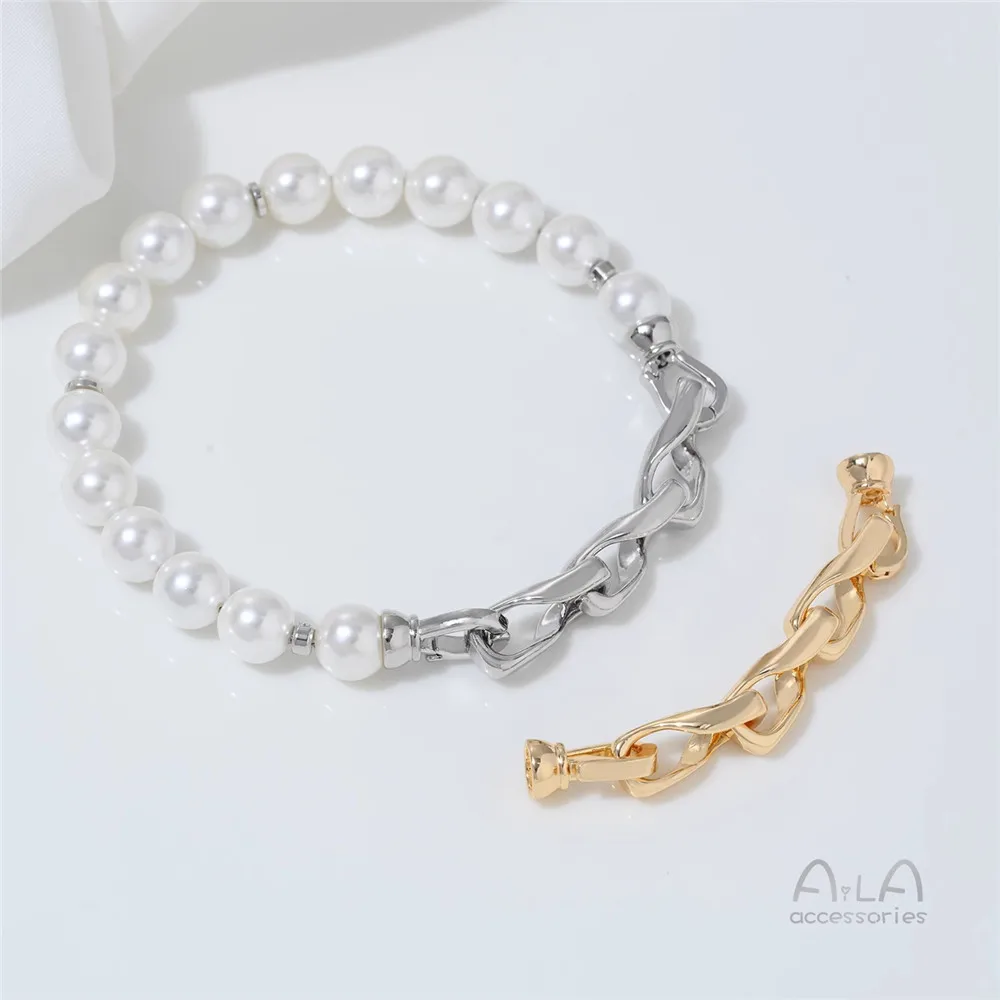 

K430 14K Real Gold Ulan Ring Double Head Buckle Necklace End Buckle Accessory Diy Handcrafted Beaded Jewelry Accessory Materials