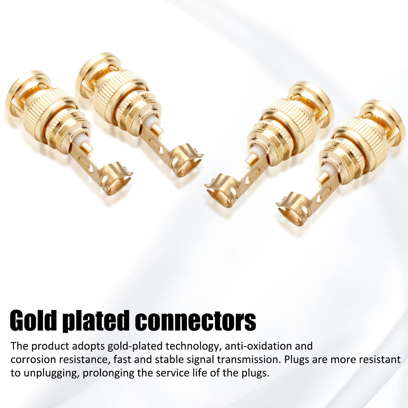

OBNC2001G Surveillance HD BNC Connector Plug Adapter Monitor Video Audio Cable Connector Gold-plated BNC Soldering Connectors