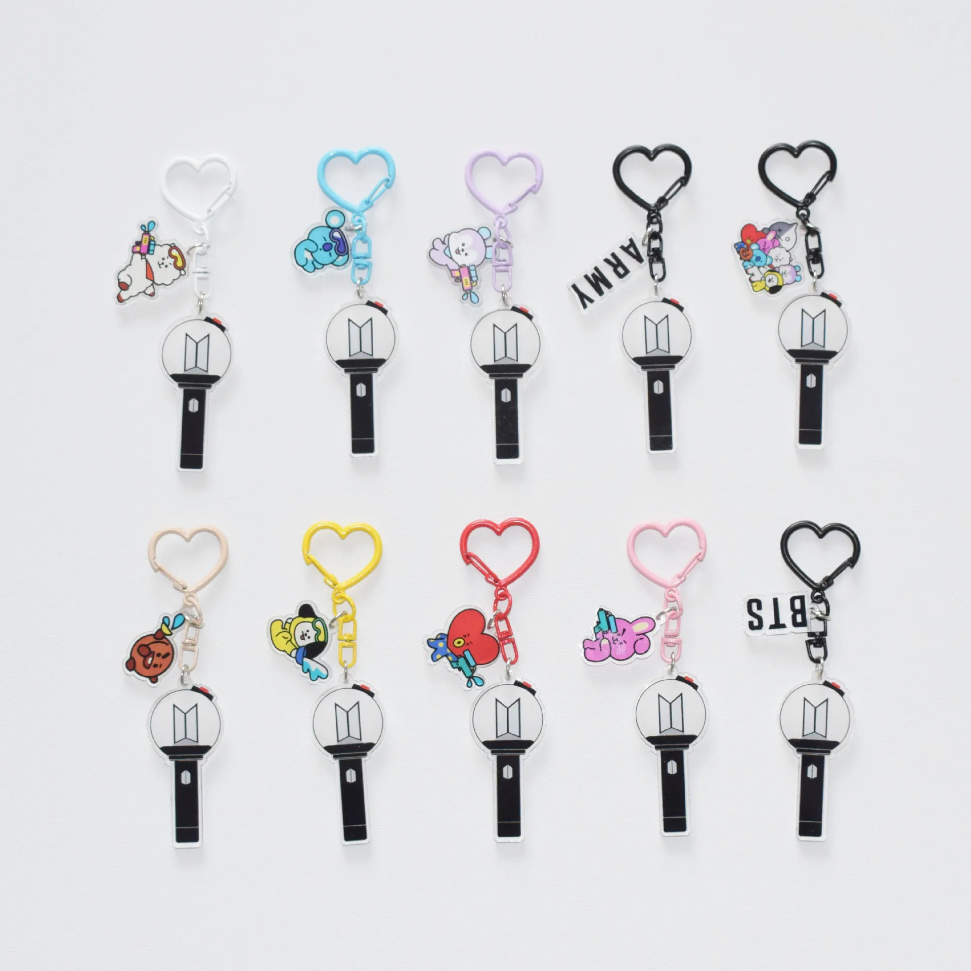 BTS BT21 Creative Support Stick Acrylic Keychain Fan Bag Celebrity Merchandise Y2k Fashion Toys Anime Frind Kawaii