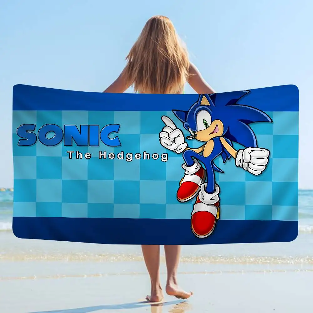 

Пляжное полотенце для плавания с рисунком аниме S-Sonic, мягкая впитывающая мочалка, детские подарки для детей, путешествия, кемпинг, тренажерный зал