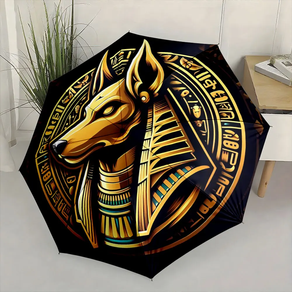 Ancient Egyptian Anubis Art Umbrella Design Compact Fashion Folding Umbrella for Daily Use, Christmas Gift