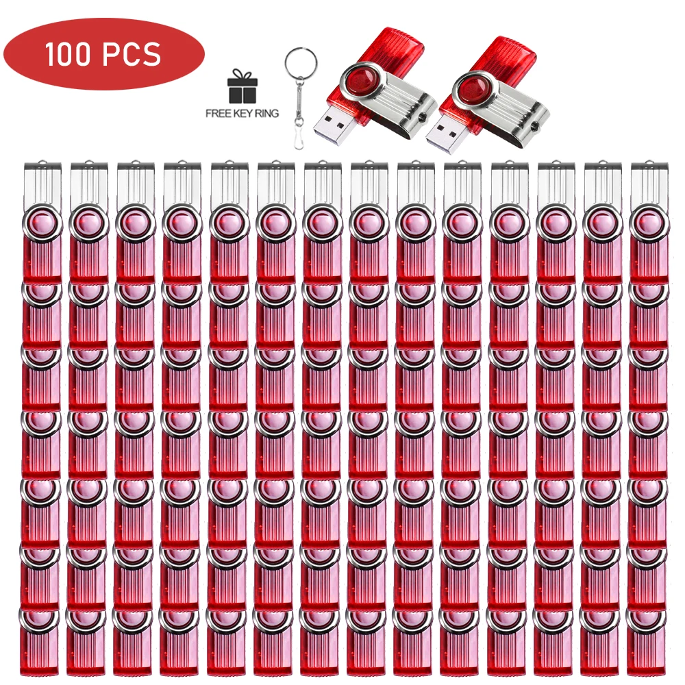 

JASTER 100 PCS LOTE USB Flash Drive 128GB Rotatable Memory Stick 64GB Free Key Chain Pen Drive 32GB Red USB Stick 16GB Green 8GB