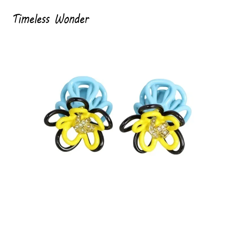 

Timeless Wonder Fancy Enamel Floral Pierced Earrings for Women Designer Jewelry Luxury Sweet Korean Japan Rare Top Gift Mix 3375