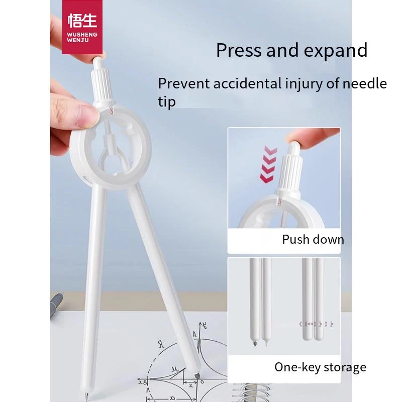 Wusheng Stylish Digital Click Compass - Creative All-in-One Pen-Style Drafting Set with Scale for Exams