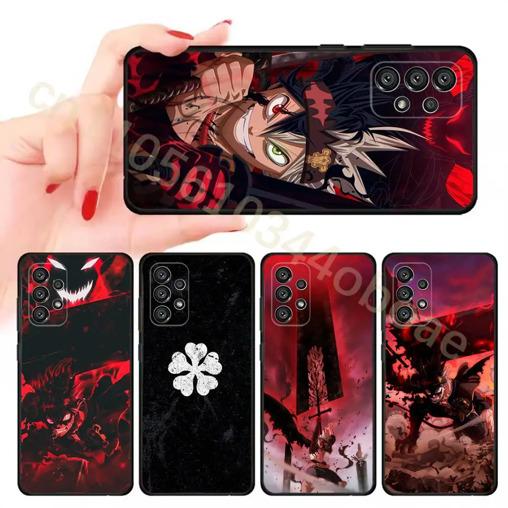 C-Clover Asta Black Phone Case for Samsung Galaxy A20,21s,22,31,32,52,71,80,A91,5G Colorful Cover Smartphone Pretty
