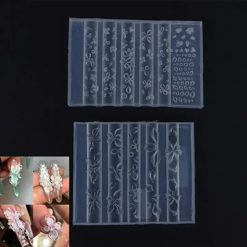 1 Stück 3D Handgeschnitzte Eisblumen-Rosen-Nagelkunst-Form aus Silikon, Niedliches Nagel-Charms-Werkzeug für Frauen, DIY Maniküre Harz-Zubehör – Detail 3