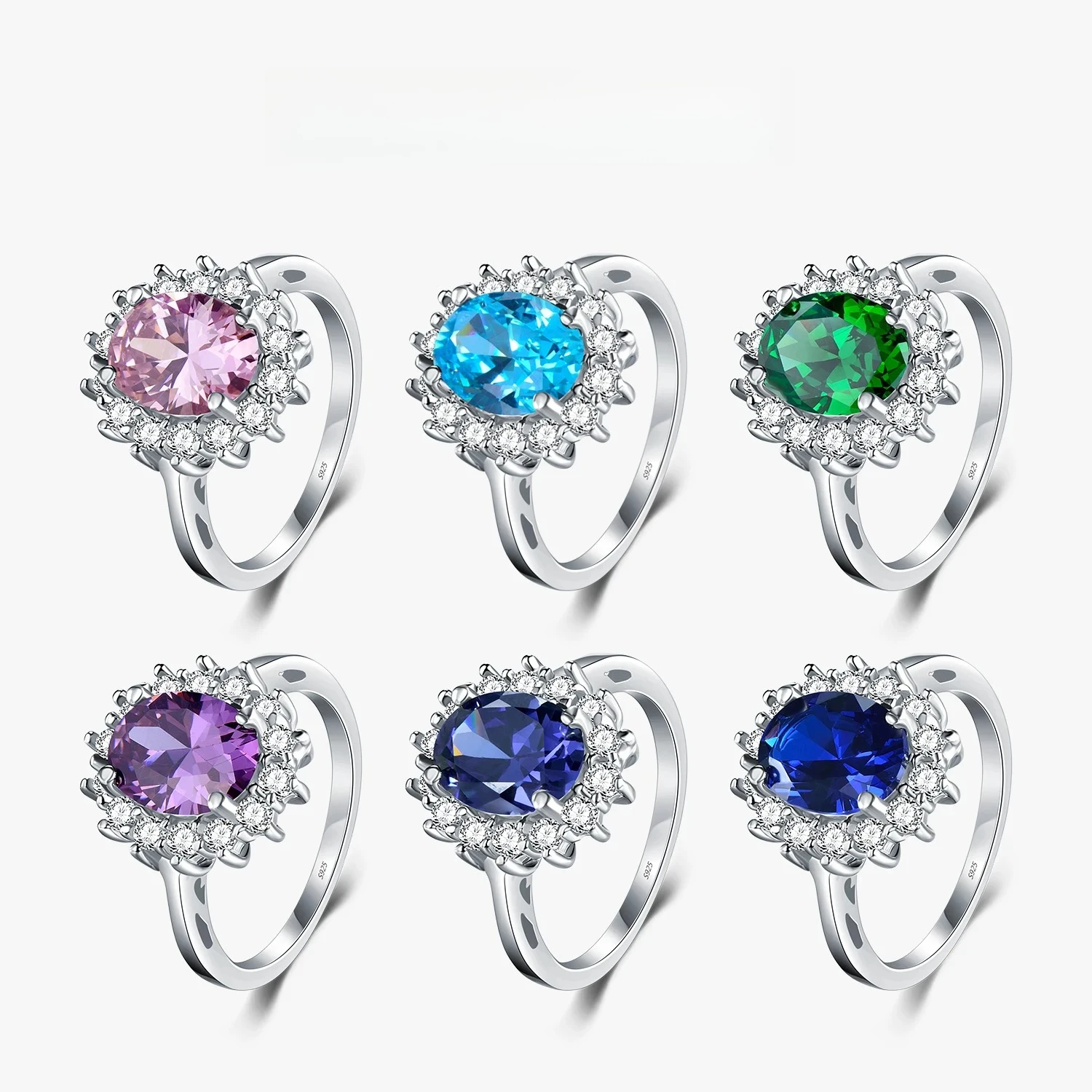 QIBAOKU 2.0Ct100% Real Solid 925 Sterling Silver Ring Fashion Women Gift 5A Zircon Jewelry Brand Wedding Silver Rings 2026