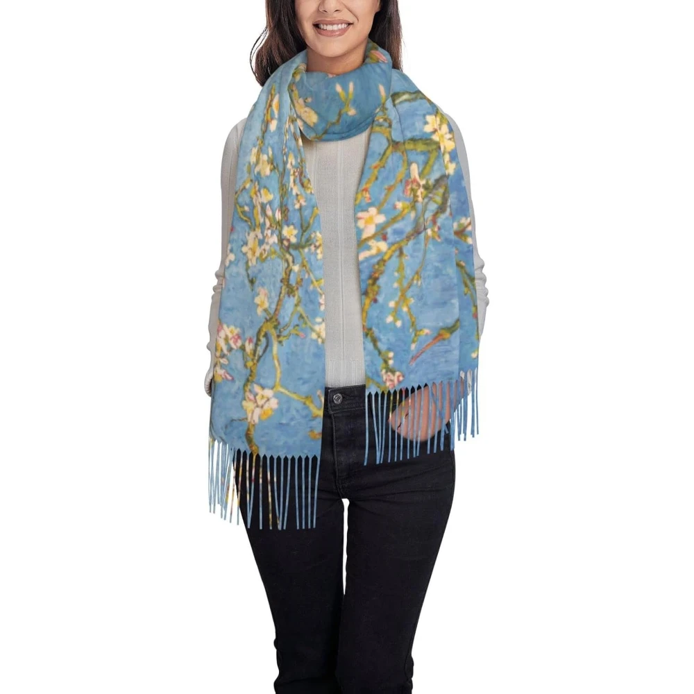 

Oil Painting Blossoming Almond Tree Soft Blanket Scarf Long Warm Shawl Wraps Scarfs for Women