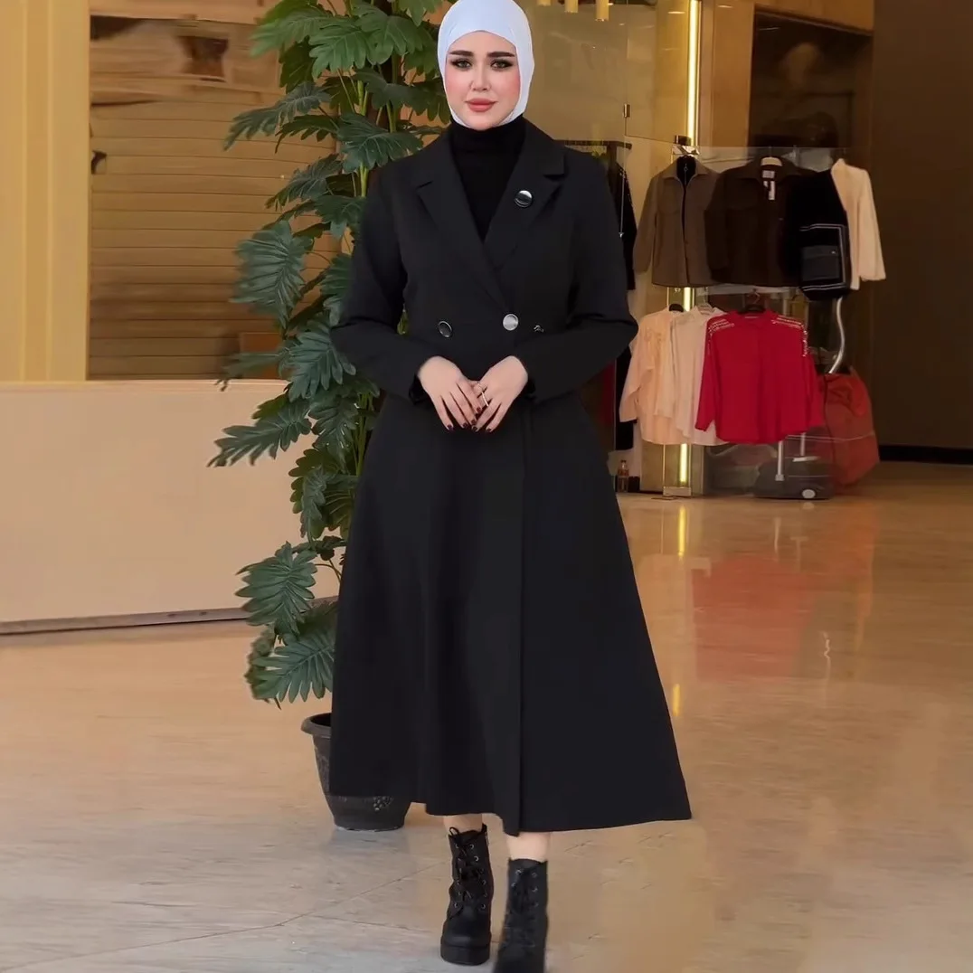 

Casual Ele Long Robe Coat 2024 New Cross-Border Sle Women's Faionable Outerwear Autumn Season Synthetic Fabric