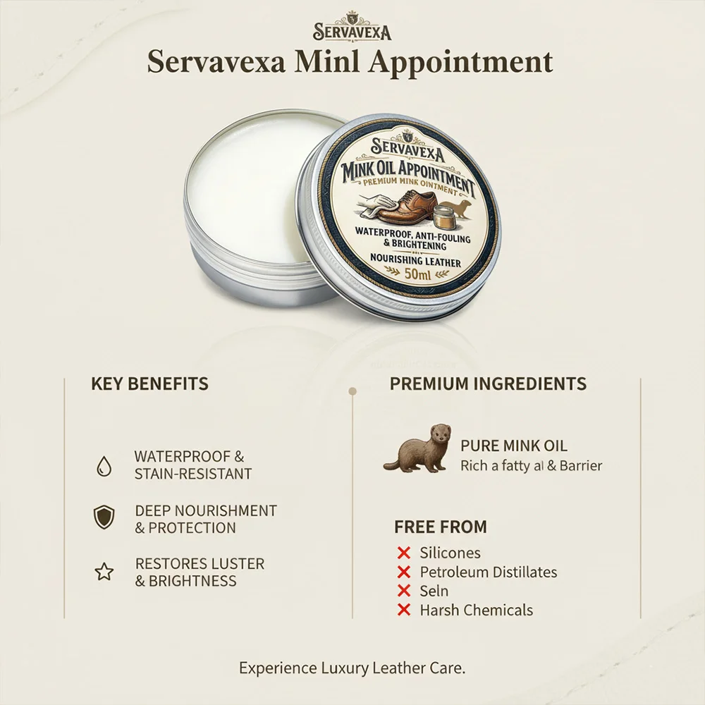 Natural Mink Oil Ointment for Leather Boots and Shoes - Quickly Restore The Shine and Softness of Jackets, Bags, and Saddles