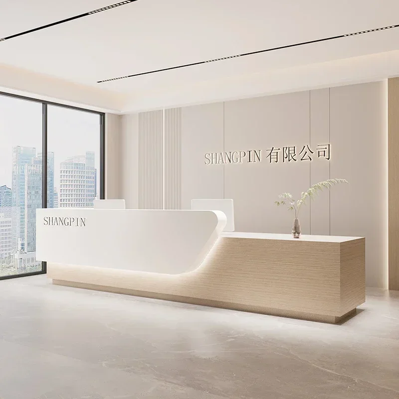 مكتب الاستقبال المتقدم الأثاث الحديث عداد أمامي صغير عرض البيع بالتجزئة الملابس صالون Pulpito Escritorio الشركات المكتبية