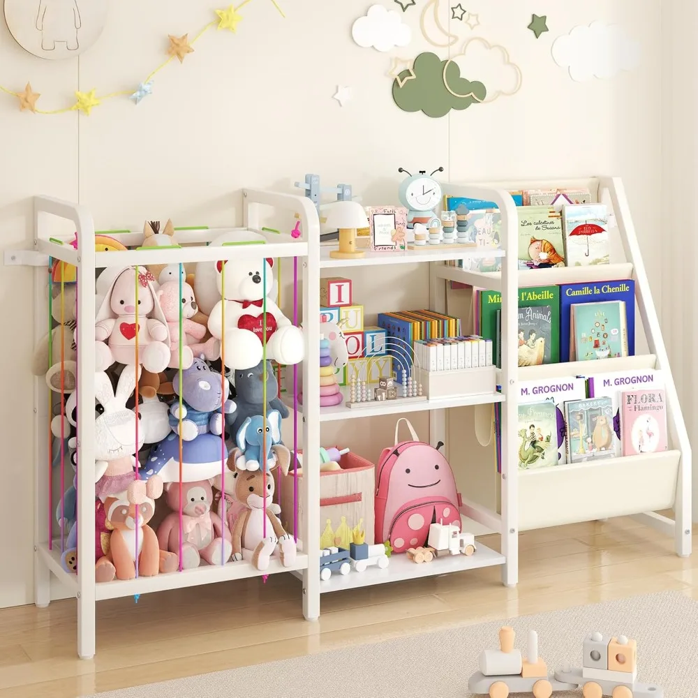 

B1 Kids Bookshelf and Toy Storage, 3-Tier Book Shelf for Kids Rooms, Sling Baby Bookcase with Stuffed Animal Storage, Montessori