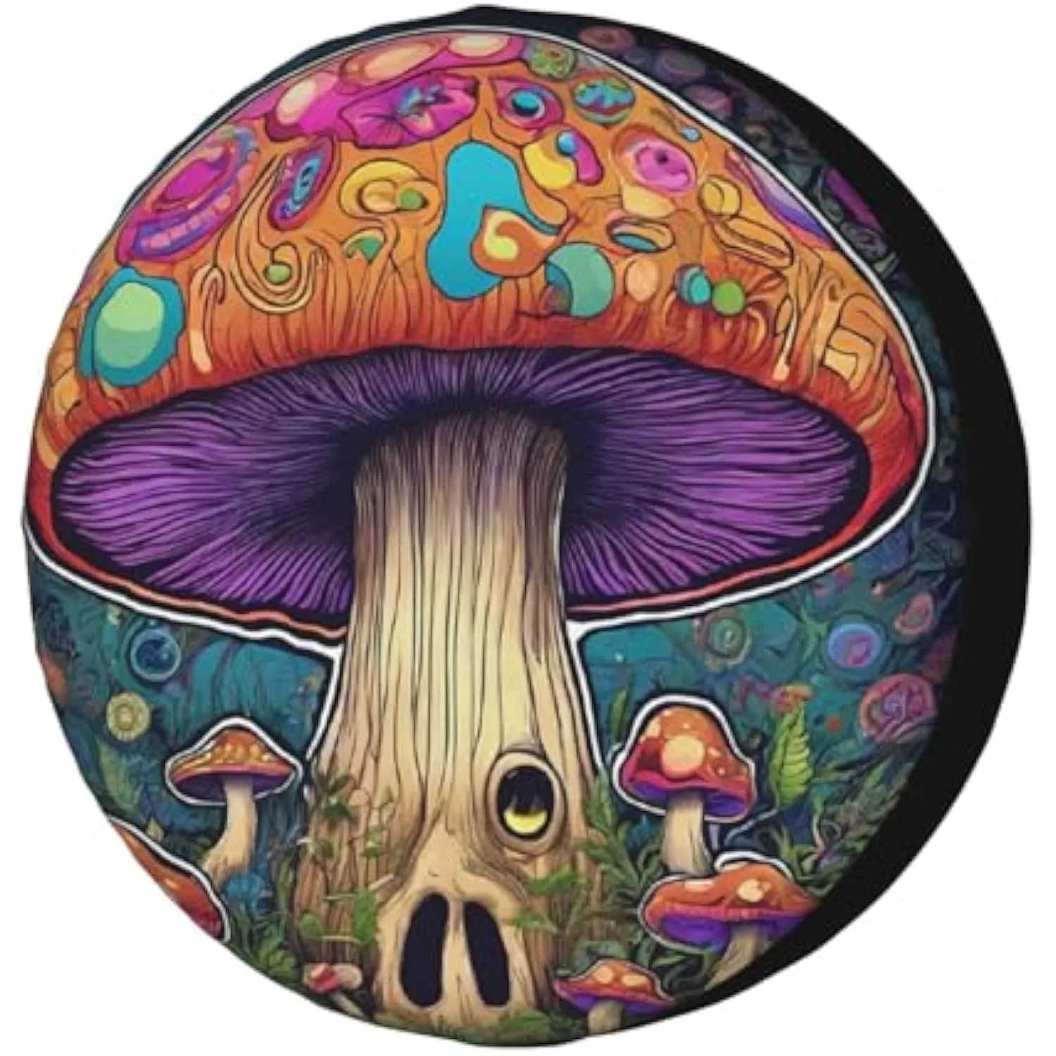 Trippy Hippie Mushroom Spare Tire Cover Dust-Proof Fit Trailer RV SUV Vehicles 15inch