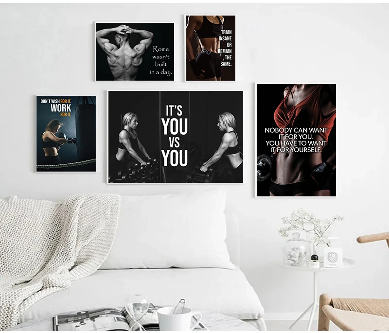 Fitness Inspiration Posters Motivational Quotes Conquer Your Mind And Body Prints Canvas Painting Wall Pictures Home Room Decor