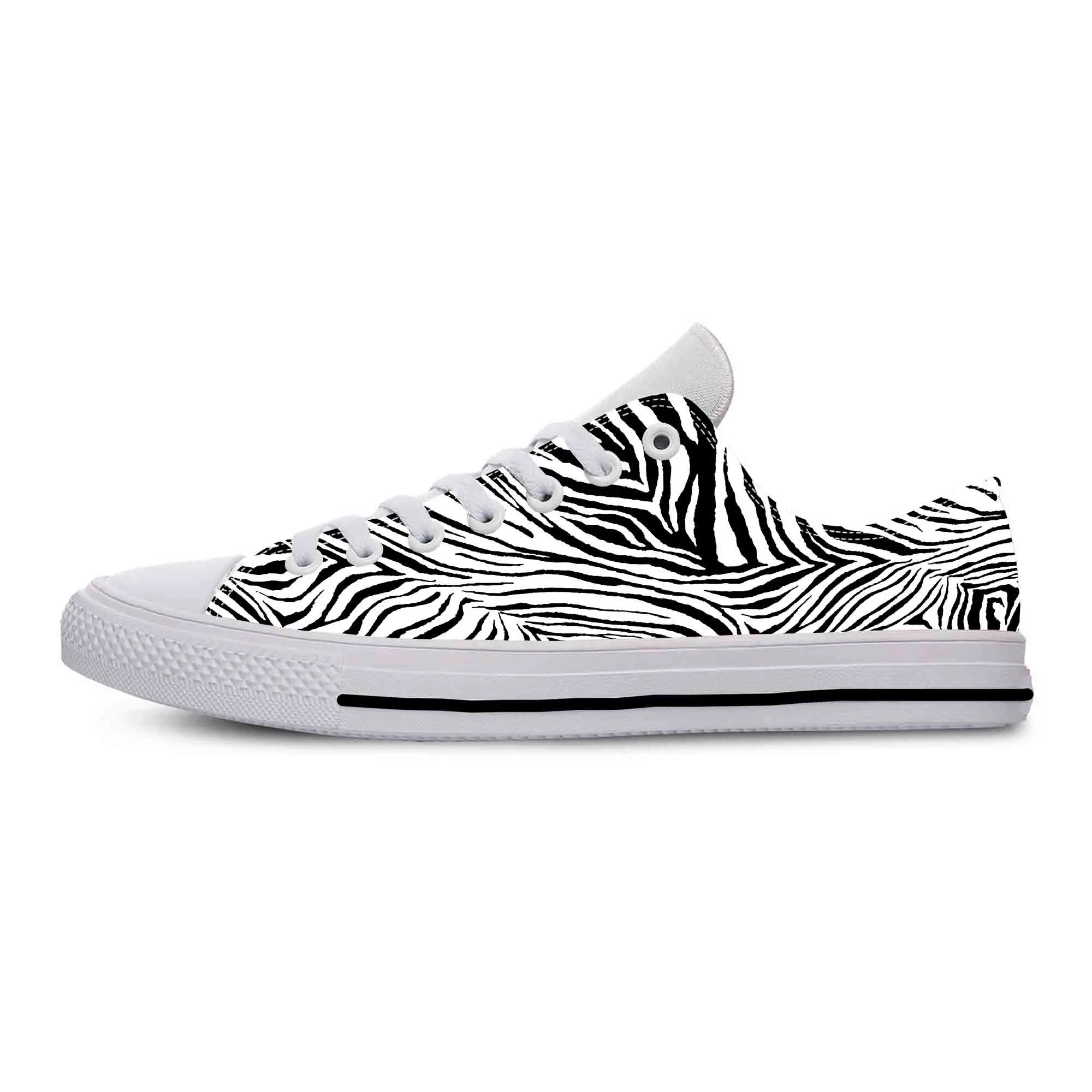 Animal Zebra Skin Stripe Pattern Aesthetic Fashion Casual Cloth Shoes Low Top Comfortable Breathable 3D Print Men Women Sneakers