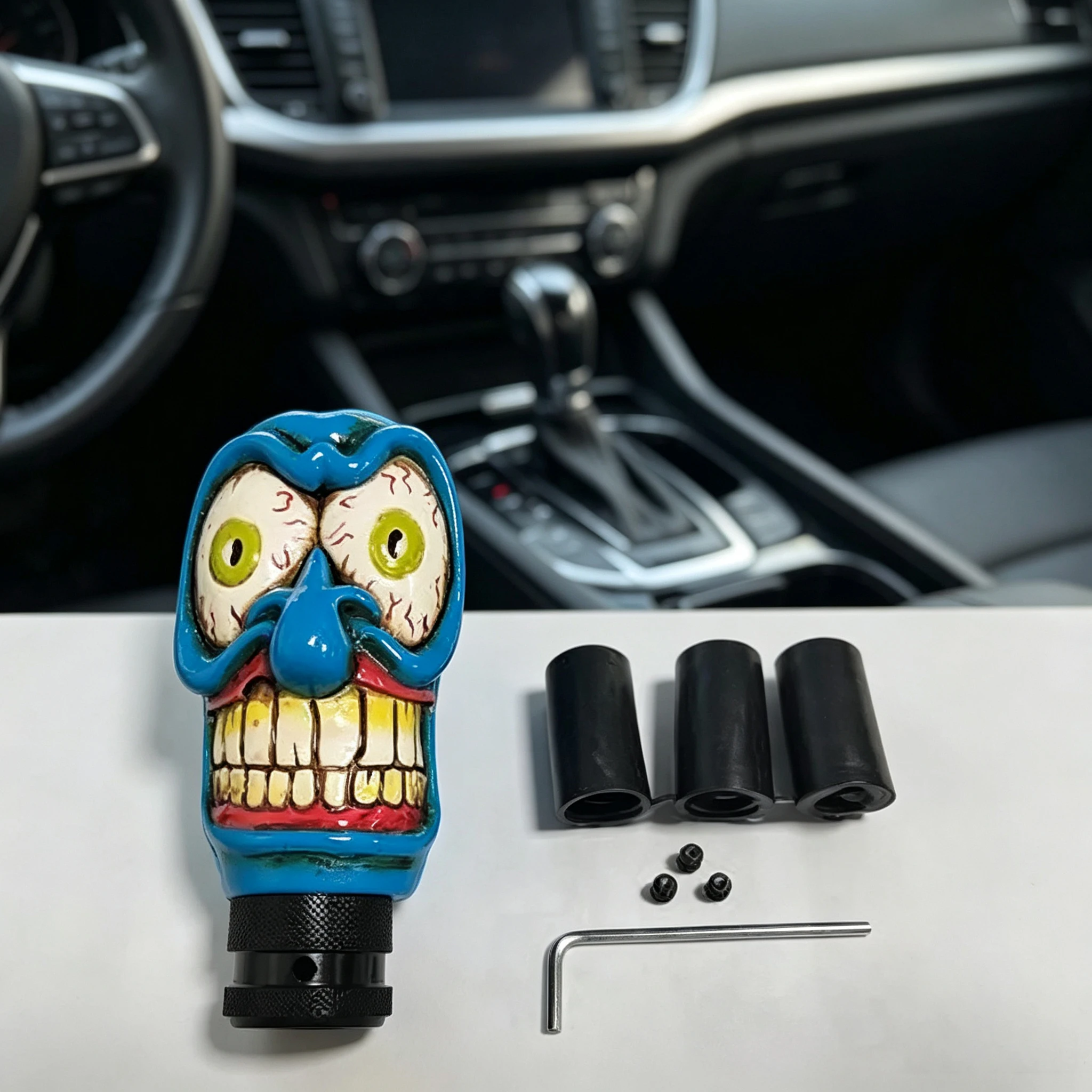 Lcars Creative Blue-Faced Monster Gear Shift Knob Universal Car Modification Gear Handle Manual/Automatic Transmission Quirky Interior Shift Handle