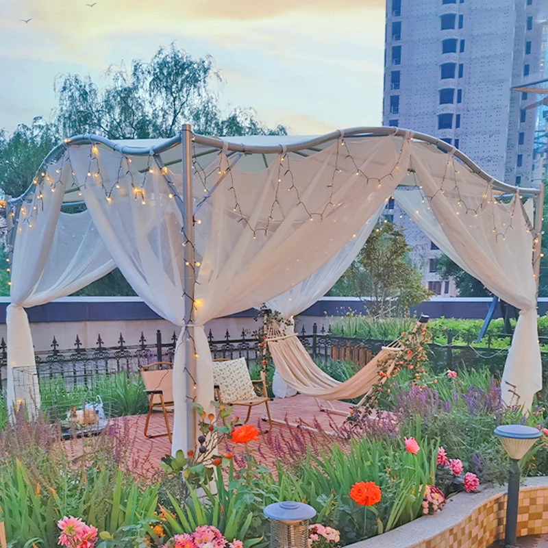 Outdoor leisure pavilion butterfly shed courtyard gazebo terrace awning garden villa outdoor canopy wrought iron tent