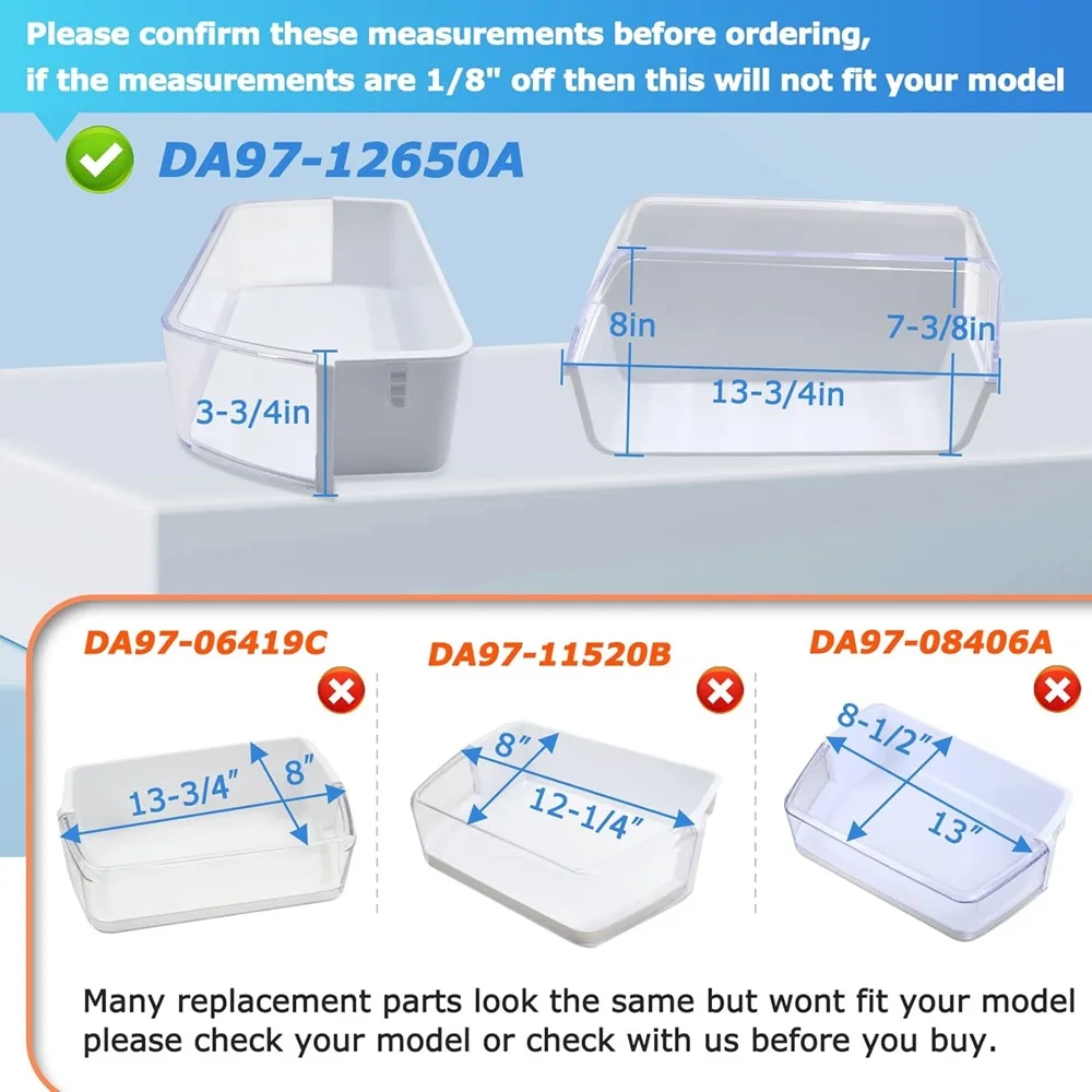 DA97-12650A Refrigerator Door Shelf Bin (Right) for Samsung Refrigerator Parts RF260,RF261,RF263 Replaces DA63-06963 DA63-07104A