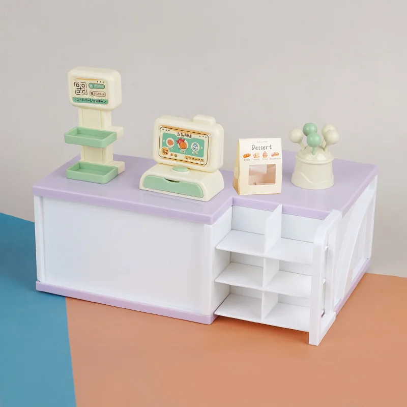 Children Play Home Toys Mini Supermarket Cash Register Simulation Counter Cash Register Doll House Accessories Toys