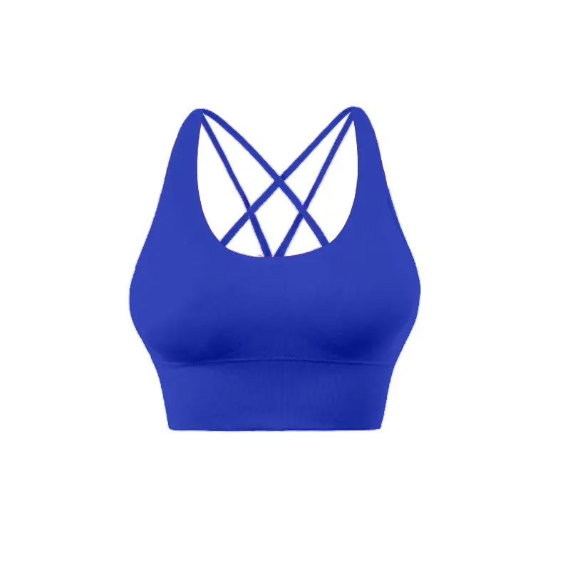 New Push Up Sports Bra Yoga Vest  Cross Back Fitness Sexy Padded Top Gym Shock Absorbing Running Breathable Crop Top Sportswear