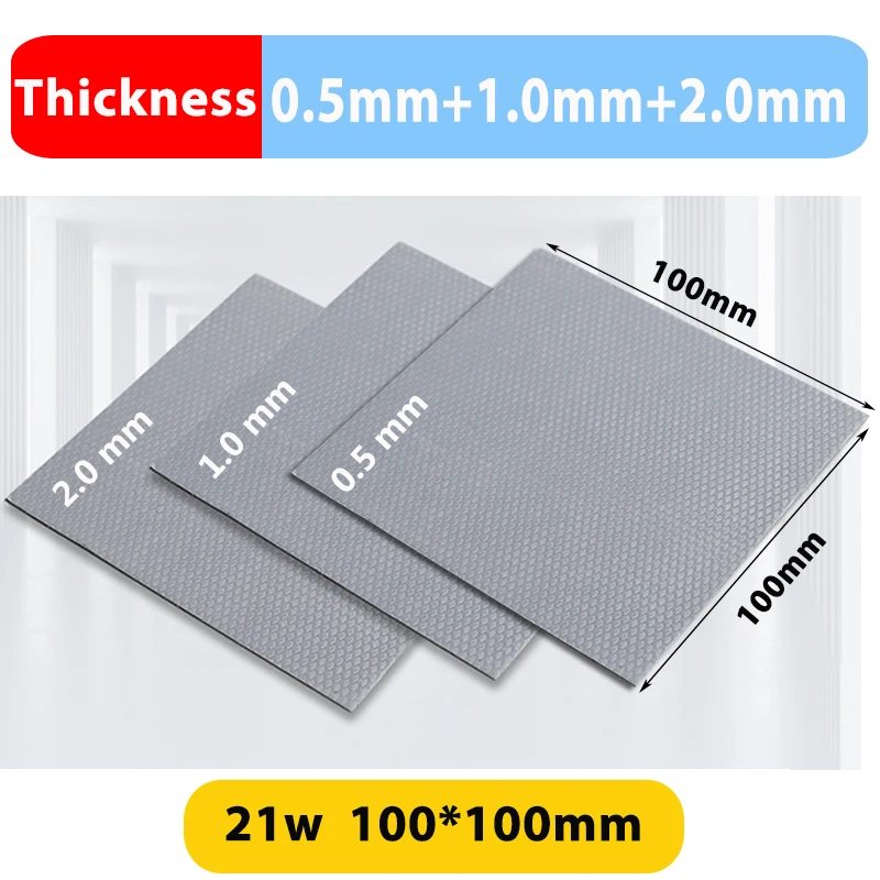 21W/MK Wärmeleitpad-Set 0,5mm 1,0mm 1,5mm Hochleistungs-Wärmeleitpads für SSD GPU CPU Nvme M.2 PS5 PC Laptop Kühlkörper