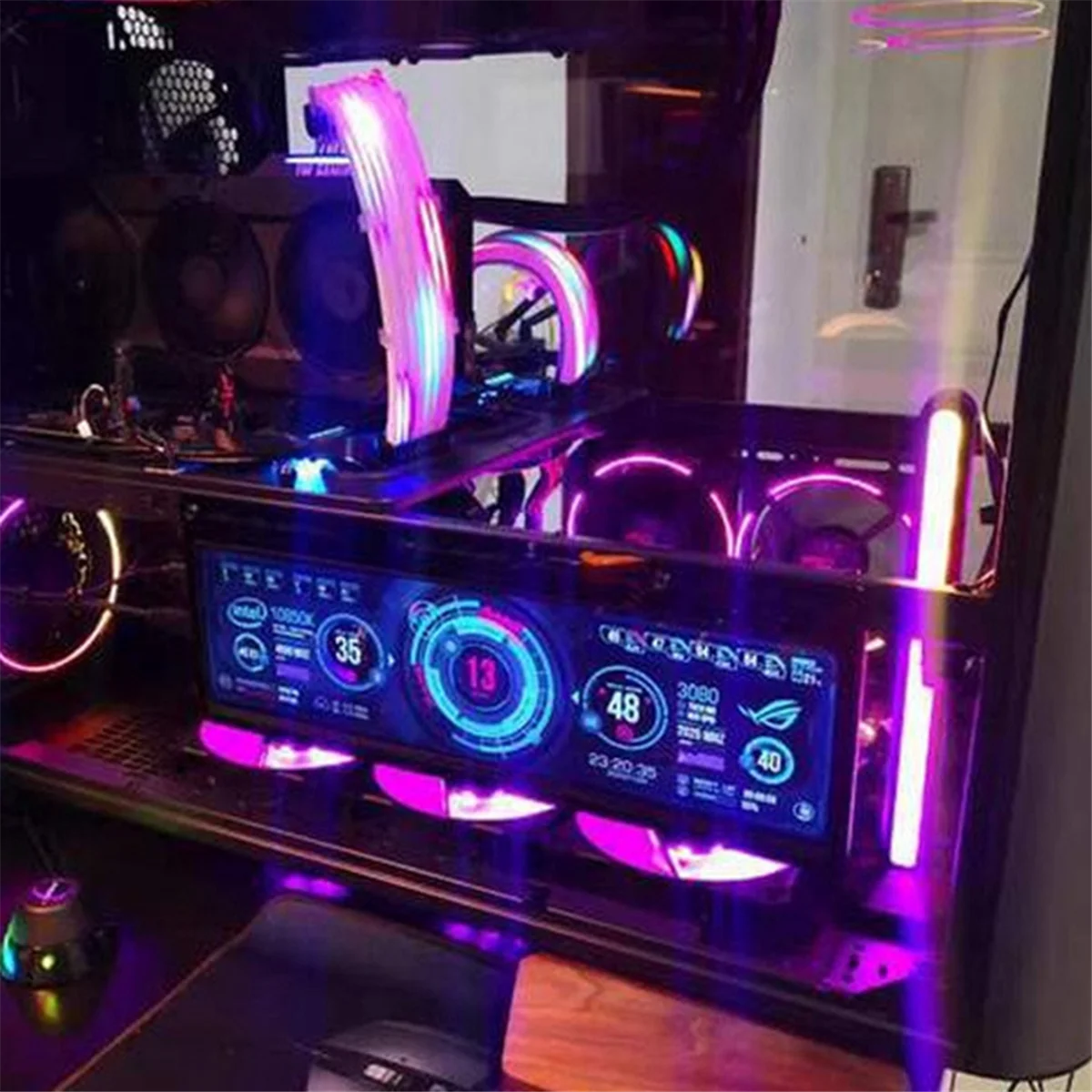 MARQ 8.8 Inch HDMI-Compatible Touch Long Wide Monitor with Case PC Temperature Display PC Sensor Panel Display Monitor