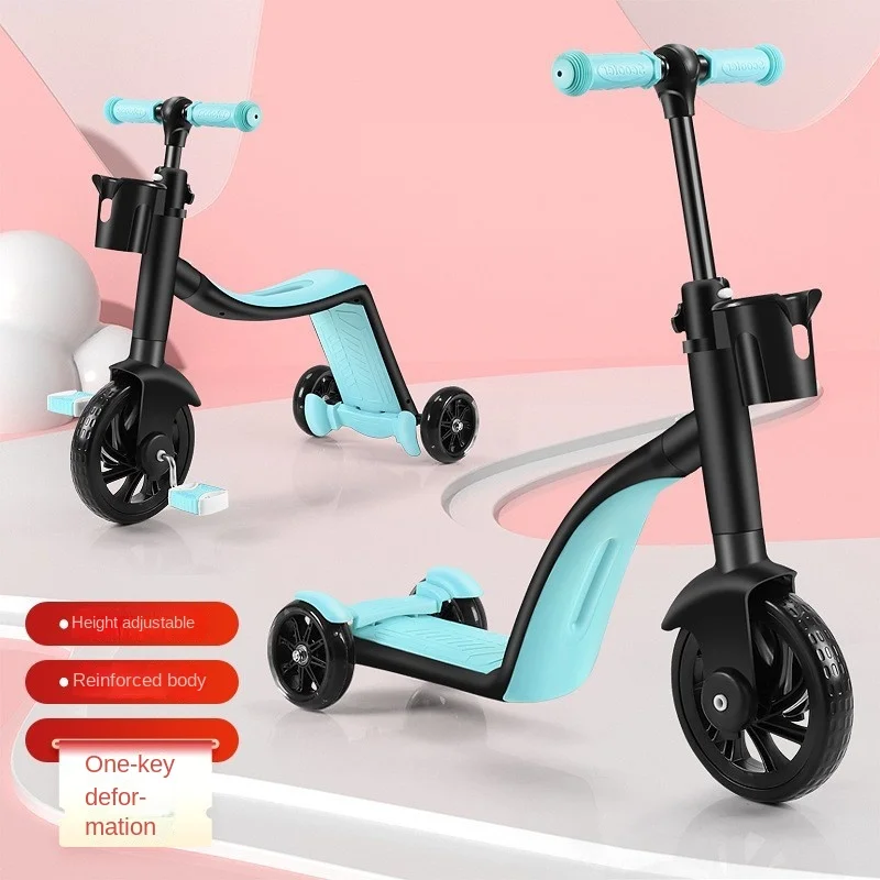 

SKIG Three-in-one children's scooter folding men's and women's baby tricycle balance car multifunctional pedal car 2-6 years old