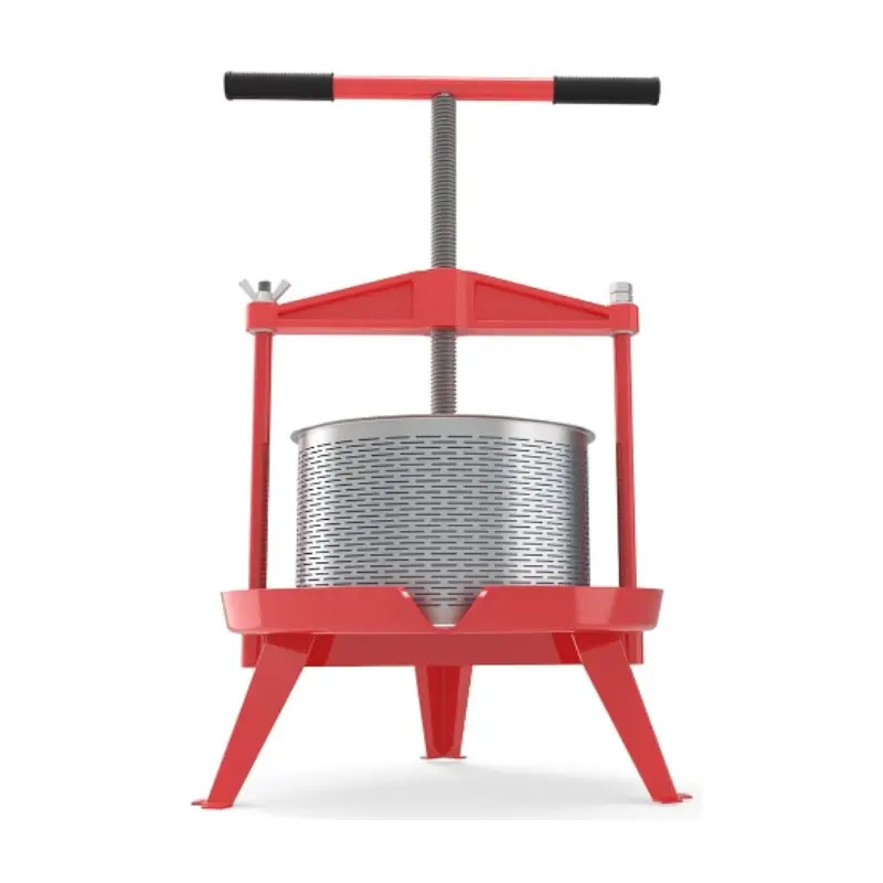 14L Manual Fruit Wine Press 3.69 Gal, Stainless Steel with T-Handle, Stable Triangular Structure, Wine Making Press for Outdoor