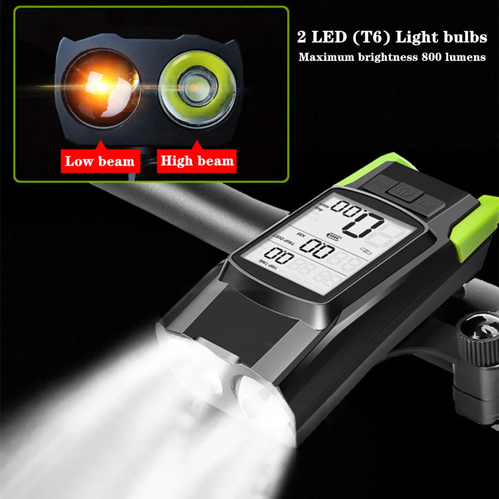 800LM الدراجة العلوي عداد السرعة القرن 3 في 1 قابلة للشحن دراجة الجبهة مصباح الدراجات الكمبيوتر الجبلية ضوء مصباح يدوي مقاوم للماء