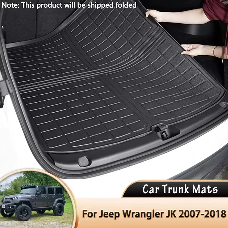 Car Rear Trunk Mat for Jeep Wrangler JK TJL-J8 2007~2018 Waterproof Protective Pads Cargo Liner Trunk Tray Floor Mat Accessories