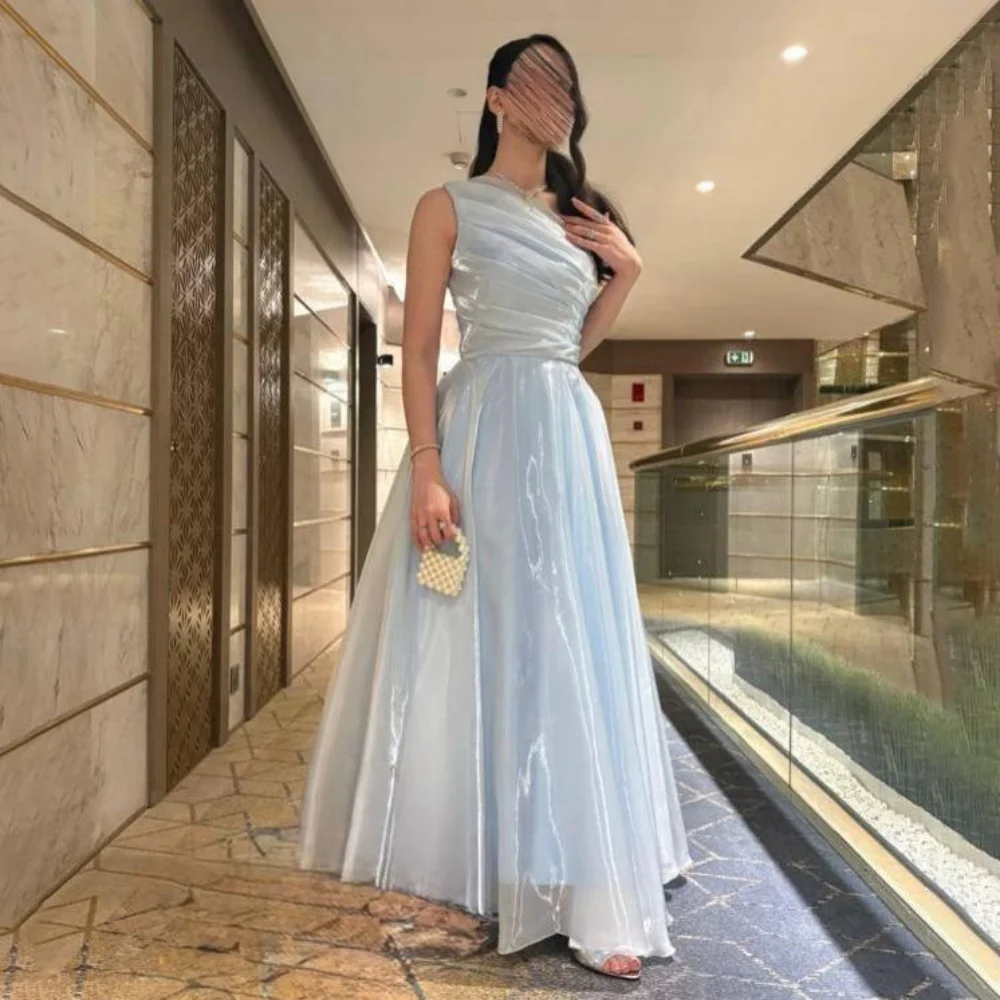 

Customized One Shoulder Evening Dress Gorgeous Ruffles Prom Dress A-line Formal Occasion Sexy Ruched Party Gown Robe Soiree