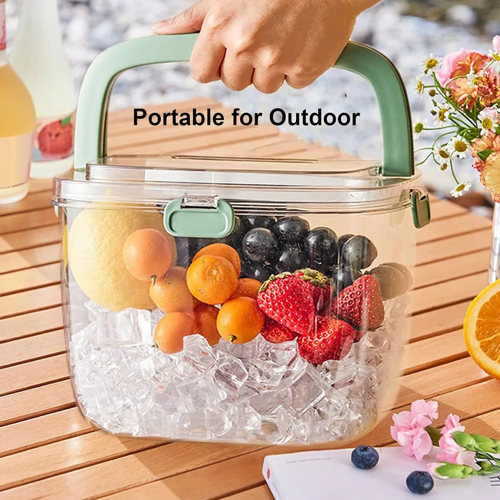 ABXHH Portable Ice Bucket for Freezer with Lid & Ice Tong for Outdoor Camping, Clear Refrigerator Ice Cube Storage Bin