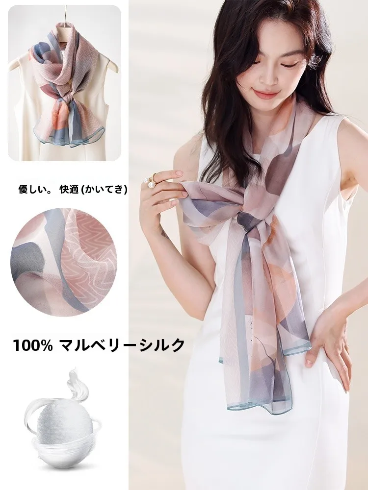 エレガントなシルクスカーフ女性の薄いネックウォーマースカーフ保護ネックスカーフ秋の季節のスカーフ高品質シルクスカーフ