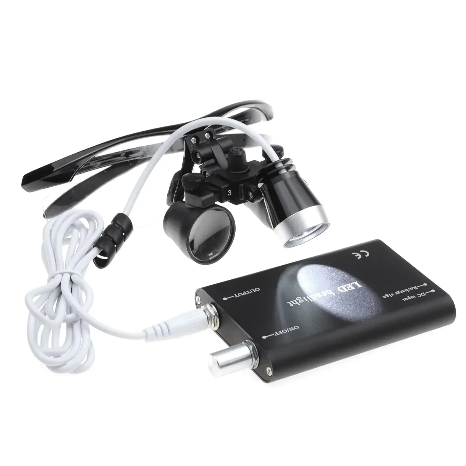 Black Dental Loupes 2.5/3.5x Magnifier for Lab Medical Use with Integrated 3W Headlight Separately Adjustable Binocular Magnific