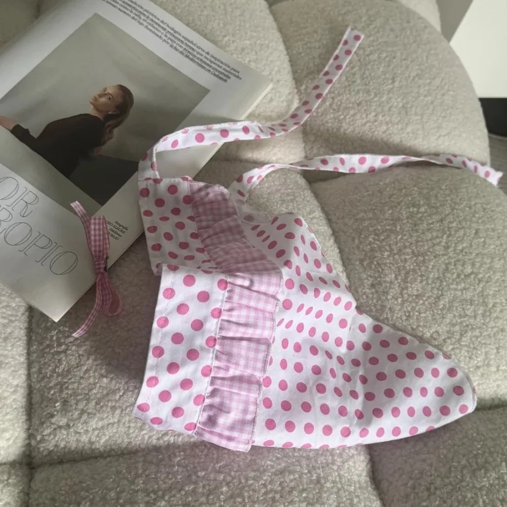 

Headwear Y2K Clever Cook Hair Scarf Bow Hair Clip Soft Pink Polka Dot Hair Band Sweet Cosplay Checkered Lace Bandana Girls