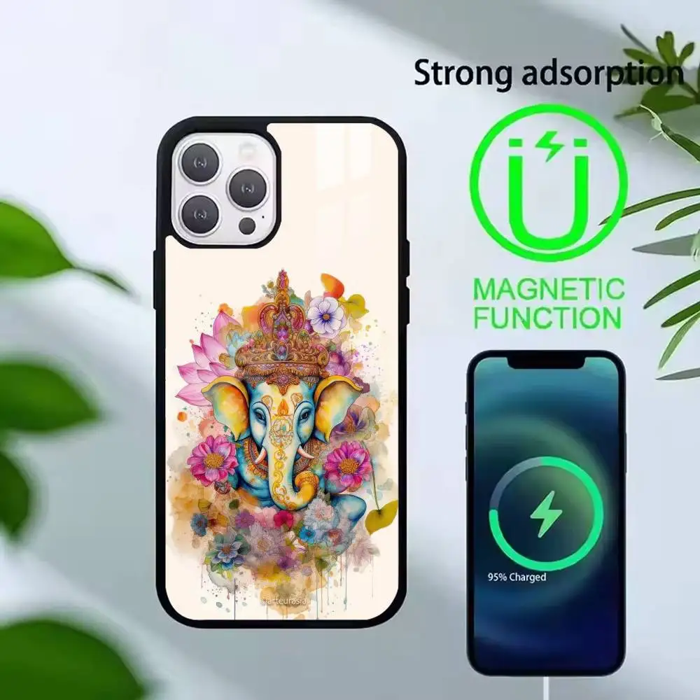 Ganesha Hindu God Ganesh Elephant  Phone Case For iPhone17,16,15,14,13,12,11 Plus,Pro Supports Magnetic Wireless Charging