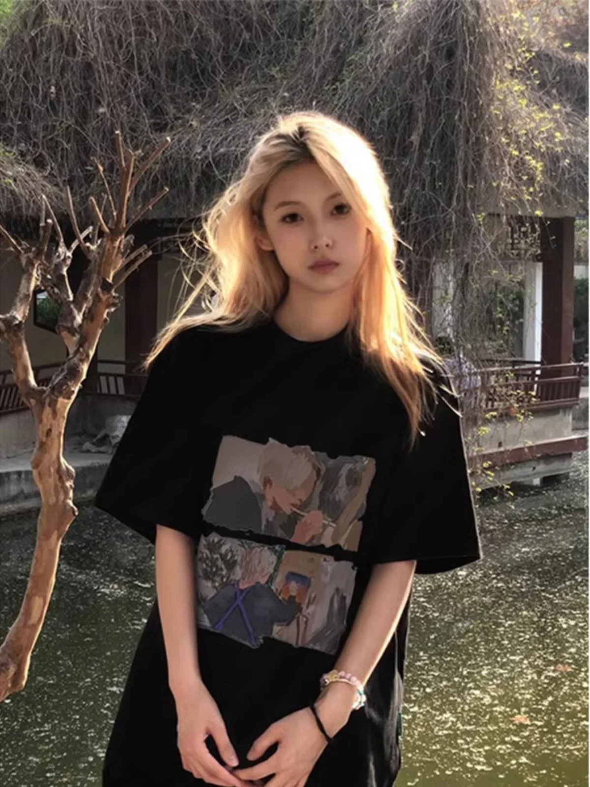 

Мужская футболка American Sle Heavyweight, летняя, модная, с коротким рукавом 7/8, оверсайз, с маленьким воротником, повседневная, стильная.