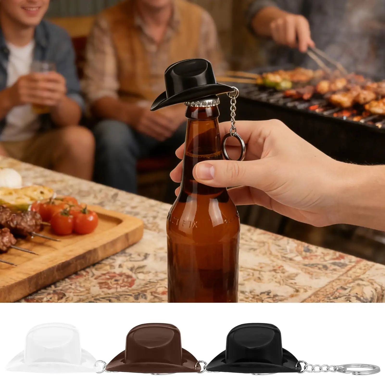 Cowboy Hat Style Bottle Opener Retro Western Ornament Cowboy Hat Shape Beer Opener Keychain For Tote Bag Backpack Car Keys