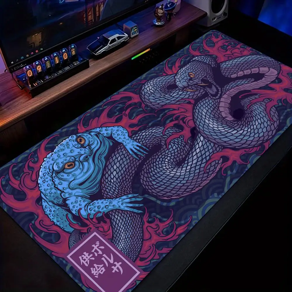 

Игровой коврик для мыши с изображением жабы и змеи, нескользящий настольный коврик с прошитыми краями, игровые коврики, аксессуары для ПК, удлиненный коврик, офисный коврик