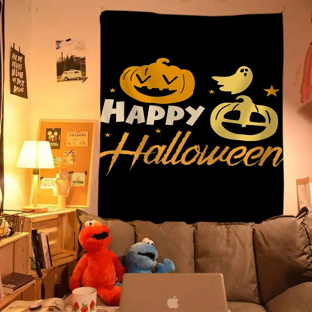 الرجعية هالوين الساحرة اليقطين شبح الهبي الجدار الشنق المفروشات لغرفة المعيشة ديكور المنزل النوم Kawaii غرفة ديكور