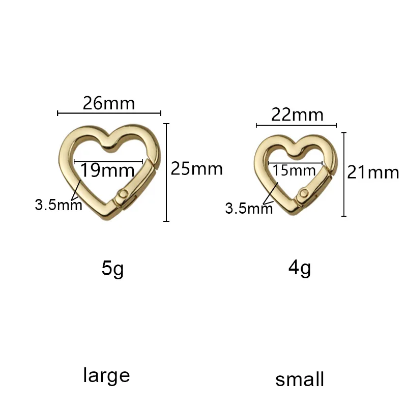 15/19MM Love Shape Metal Open O Ring Buckles For Bags Belt Strap Dog Chain Adjustment Snap Clasp Clip Trigger Hooks Accessories