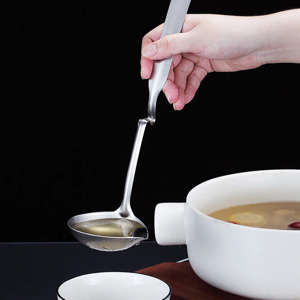 

2pcs Wall-mounted Oil Separator Ladle Stainless Steel Slotted Spoon Soup Strainer Grease Skimmer Kitchen Tool Filter