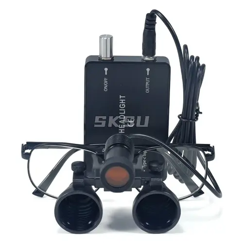 Imagen 2 del producto Lupa Dental con lámpara, aumento de 2,5x 3,5x, marco de Metal, lupa médica de laboratorio con caja de tela para enfoque de dentistas