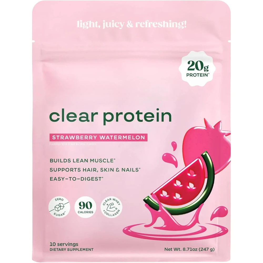 

Clear Protein, Whey Protein Isolate with Collagen Peptides and Digestive Enzymes, 20g Protein, Sugar Free Post Workout Drink Mi