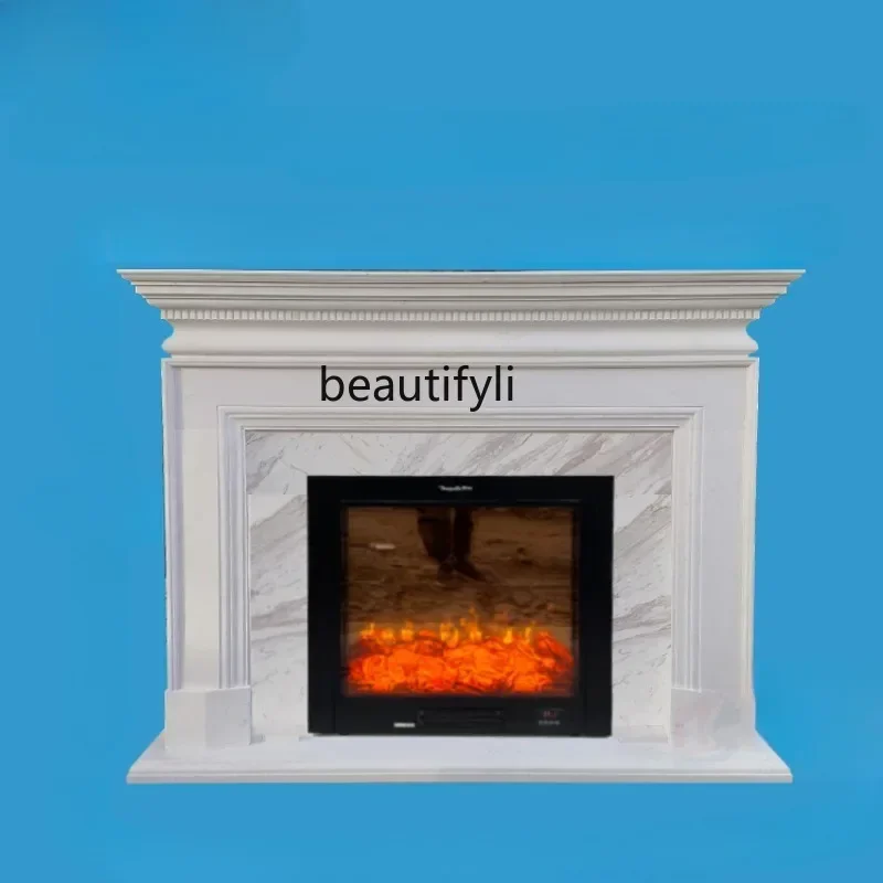 

yh Marble fireplace American stone fireplace Natural marble French decorative cabinet Modern simple stone carving