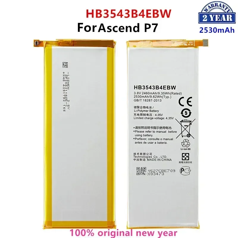 100% Orginal HB3543B4EBW 2530mAh Battery For Huawei Ascend P7 L07 L09 L00 L10 L05 L11 Replacement Batteries +Tools