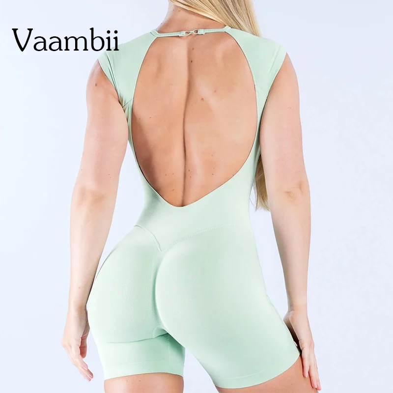 Ärmelloser Jumpsuit ohne Bauchwölbung, nahtlos, schnelltrocknend, für Yoga, Fitness und Sport, für Damen, wie eine zweite Haut, weicher Sport-Jumpsuit